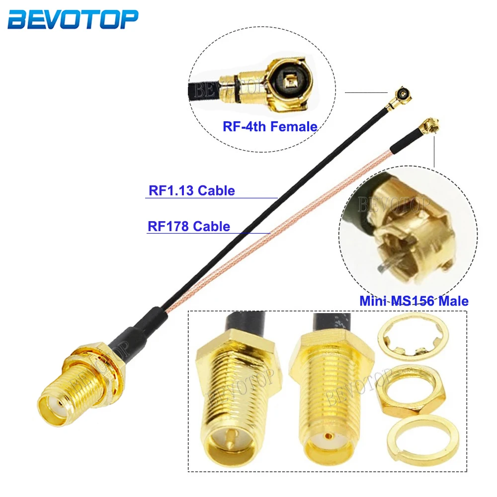 1PCS RP-SMA / SMA Female to 1x Mini MS156 Male &1x RF-4 Female Connector RG178 RF1.13 Cable Antenna Extension Jumper Pigtail