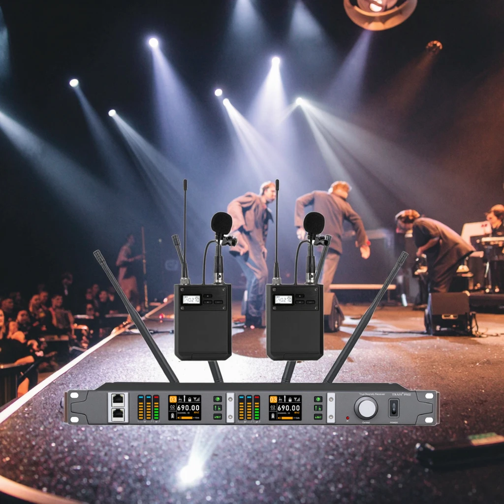 Professional Dual Channel 300 Meter True Diversity Wireless Voice Lavalier Microphone