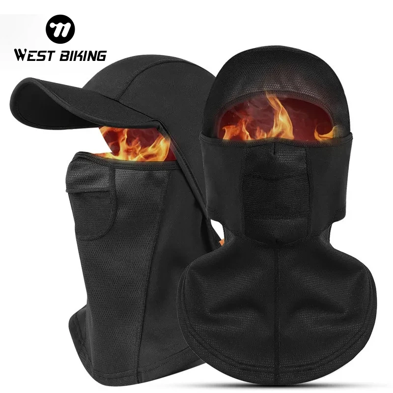 WEST BIKING Winter Bicycle Cap Thermal Full Face Cover Warm Windproof Headwear Outdoor Sports Ski Cycling MTB Thicken Fleece Hat