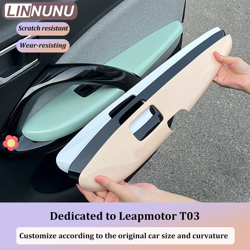 LINNUNU ABS Armrest Cover Fit for Leapmotor T03 4pcs Car Door Panel Armrest Cover Sticker Trim Interior Parts Auto Accessories