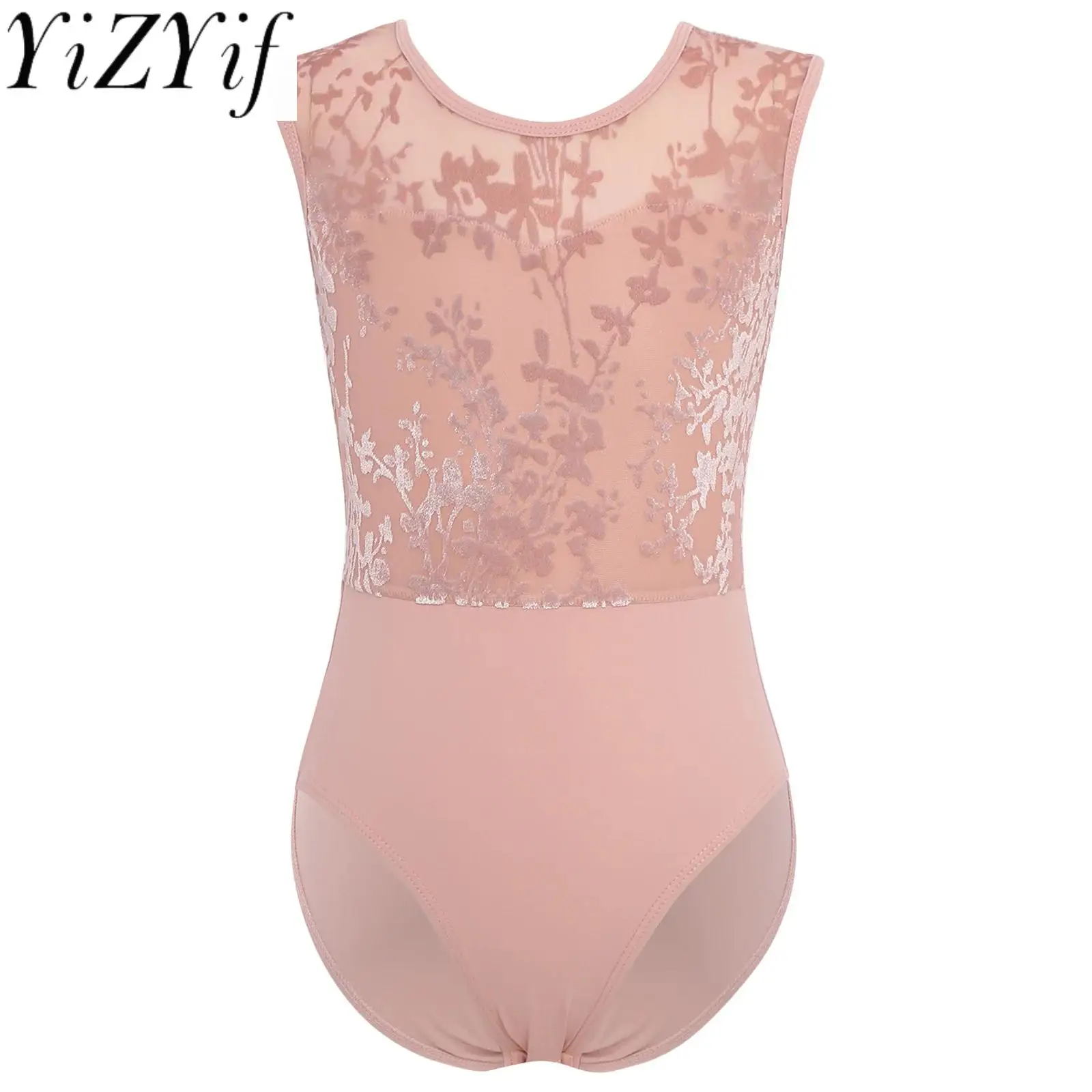 

Kids Girls Lyrical Floral Ballet Stage Performance Leotard Stretchy Breathable Mesh Ballet Gymnastics Dance Competition Costumes
