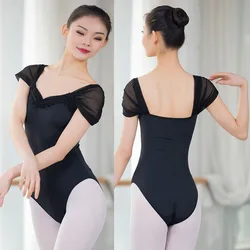 6 Color Ballet Leotard Adult Swimsuit for Dancing Women Dancewear Mesh Sleeve Leotards Gymnastic Ballerina Classic Dance Costume