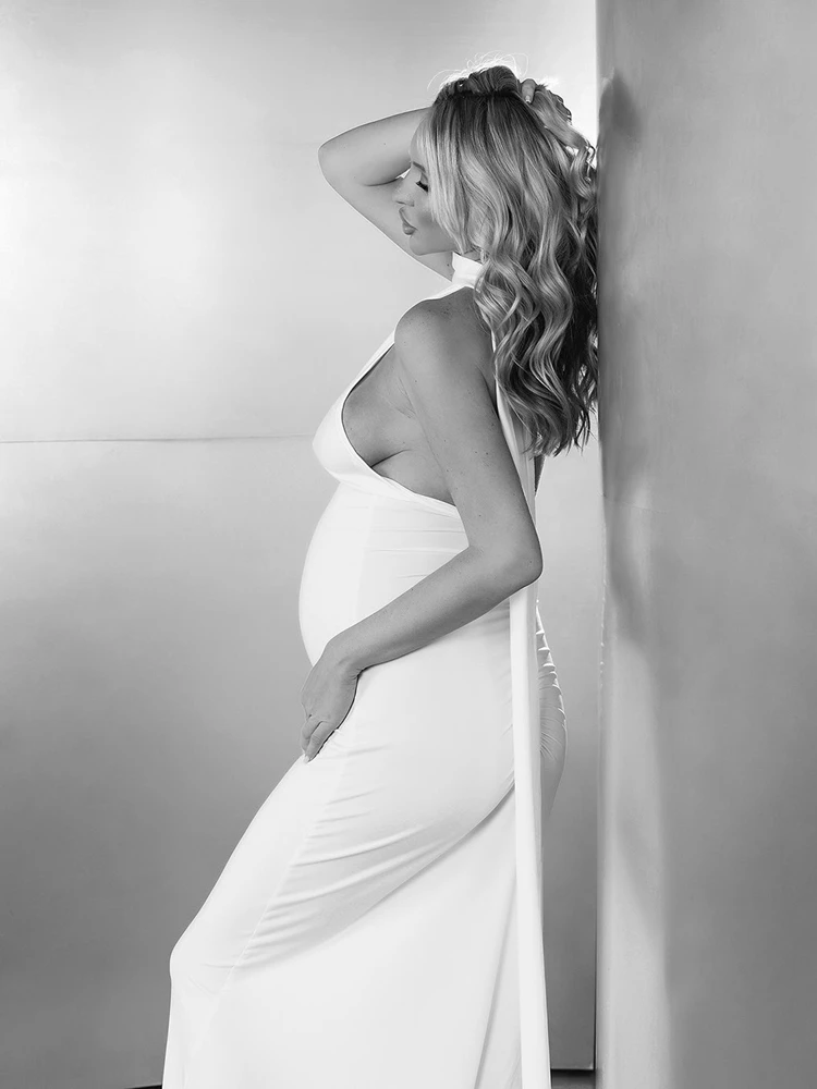 Boutique Sexy Backless Maternity Dress Bodycon Photography Gown for Photoshoot Pregnancy Baby Shower Evening Wear Women