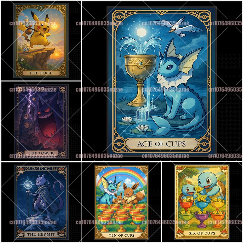 

Arcanine Psyduck Squirtle Eevee Milotic Mew Anime Pokemon Art Retro Poster Printing Canvas Painting Home Wall Decoration Gift