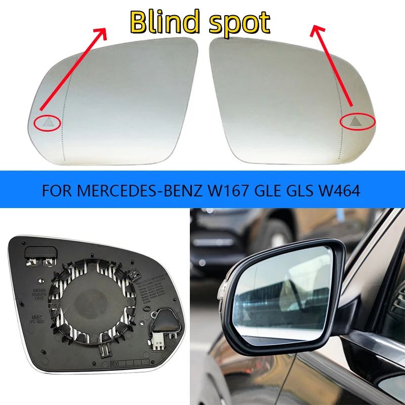 

For Mercedes-Benz W167 GLE GLS W464 Car parts Blind Spot Heated Clear Rear View Side Mirror Glass Lens A1678102901 / A1678102801