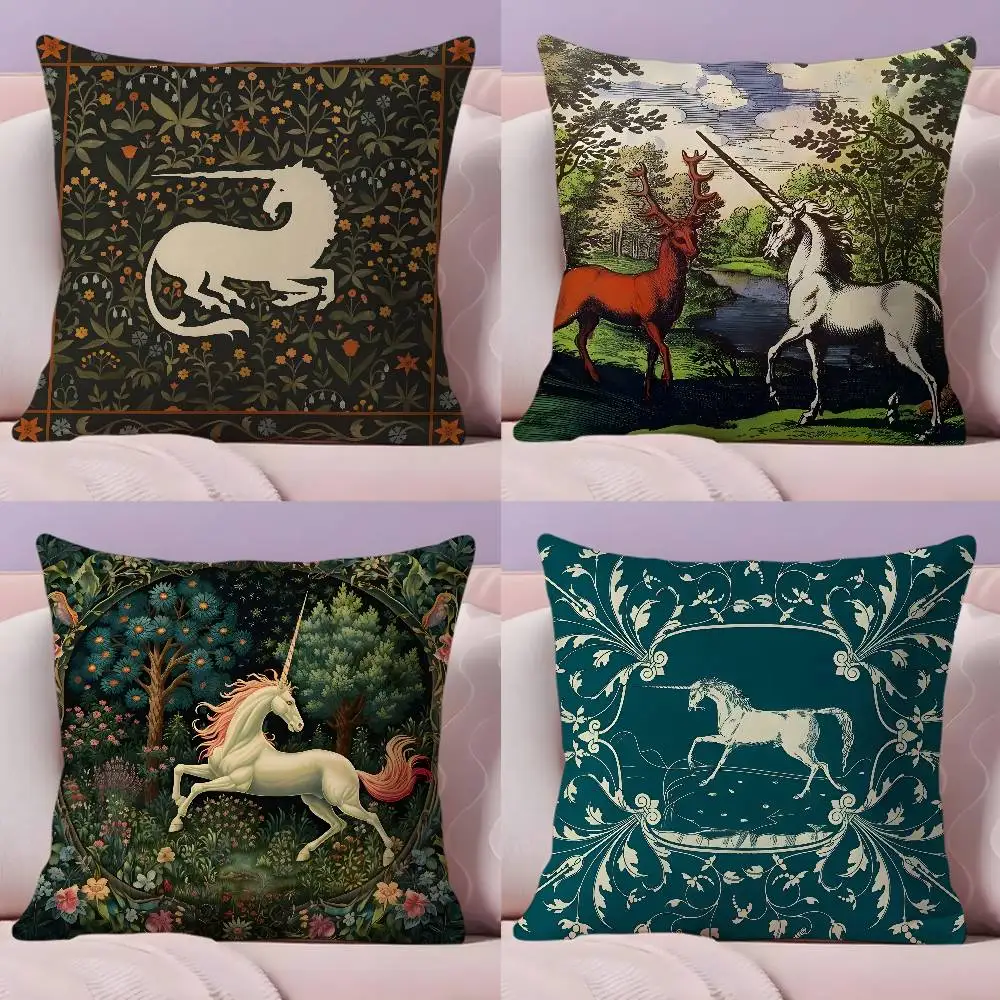 

Vintage Medieval Unicorn ART Pillow Case Ultra Soft Skin Friendly Fabric Cloud Like Comfort & Concealed Zipper