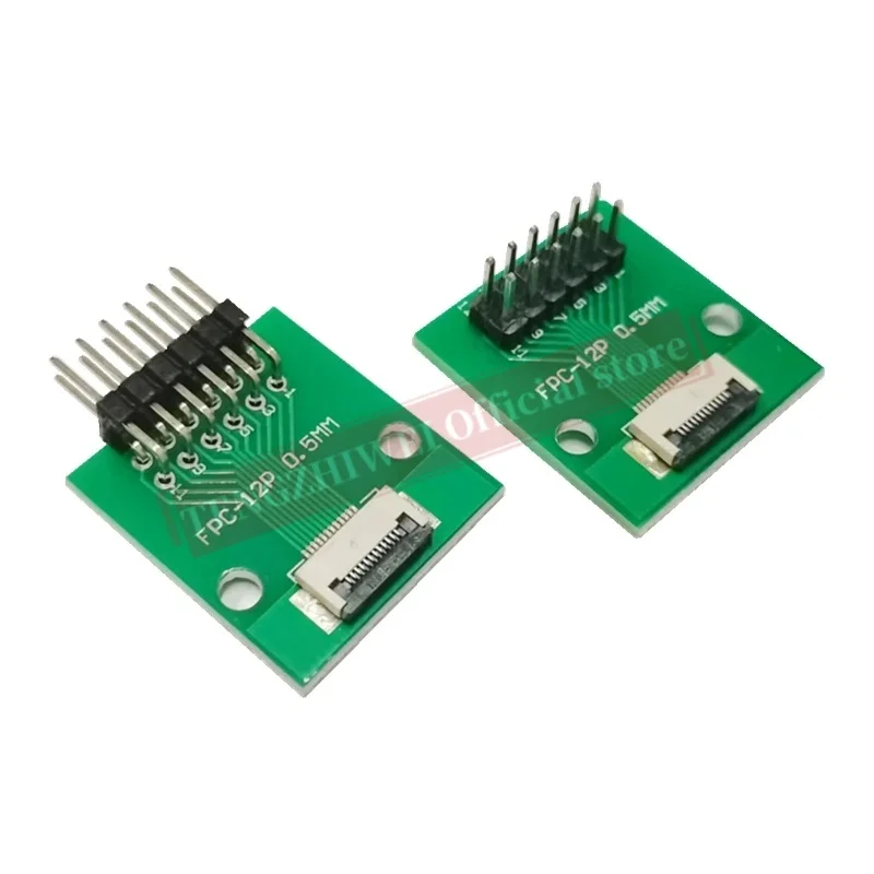 5 Stuks Ffc/Fpc Adapter Board 0.5Mm-12P Tot 2.54Mm Gelaste 0.5Mm-12P Flip-Top Connector Gelaste Rechte En Gebogen Pin Headers