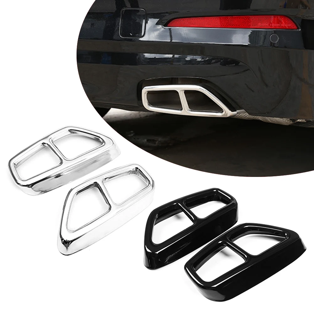 2Pcs Car Styling Exhaust Muffler Pipe Tip Tailpipe Decoration Cover Trim For BMW 5 Series G30 G31 2018 2019 2020 2021 2022