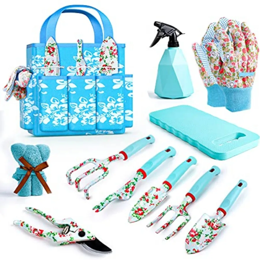 Womens Gardening Gifts Set - Floral Gardening Tools with Tote Bag - Gifts for Mom, Girlfriend or Women - Birthday, Christmas