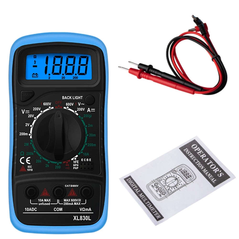 Handheld Digital Multimeter LCD Backlight Portable AC/DC Ammeter Voltmeter Ohm Voltage Tester Meter Multimetro