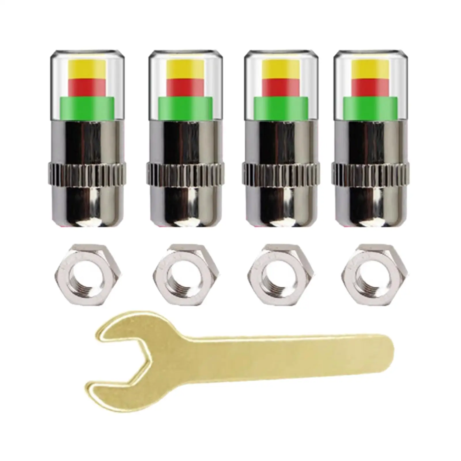 4 Pieces 2.4 Bar Car Tire Pressure Monitor Valve Stem Caps for Bicycles Cars