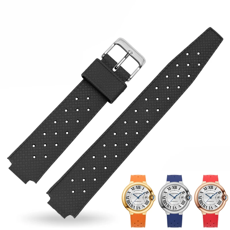 

FUYIJIA Natural Rubber Watchbands BALLON BLEU DE C-ARTIER Substitute Strap 20MM 22MM Pin Buckle Silicone Belt Watch Accessories