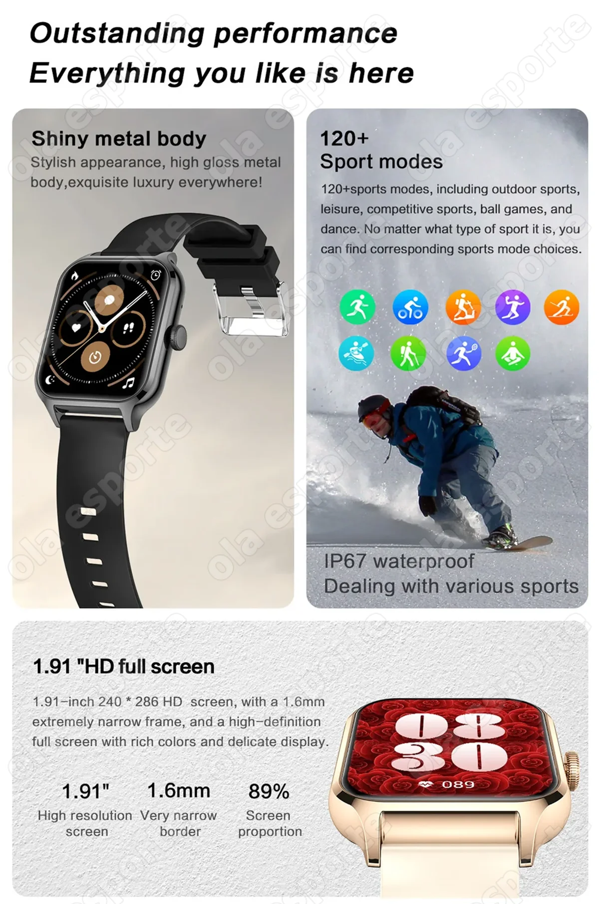 2026 Outdoor Smartwatch Herzfrequenz BT Anrufannahme Schlaf-Gesundheitsüberwachung Wetter Sport Schrittzähler Nachrichten-Push Smartwatch H10 – Detail 2
