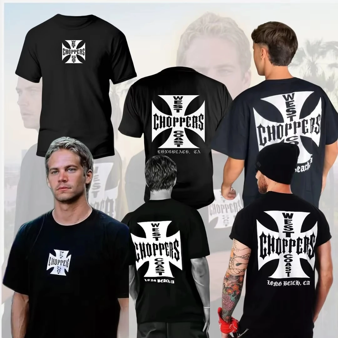Camiseta de moda de verano para hombre y mujer, camiseta de algodón con estampado de Choppers de la costa oeste, pantalón corto informal de manga corta con cuello redondo, ropa Vintage