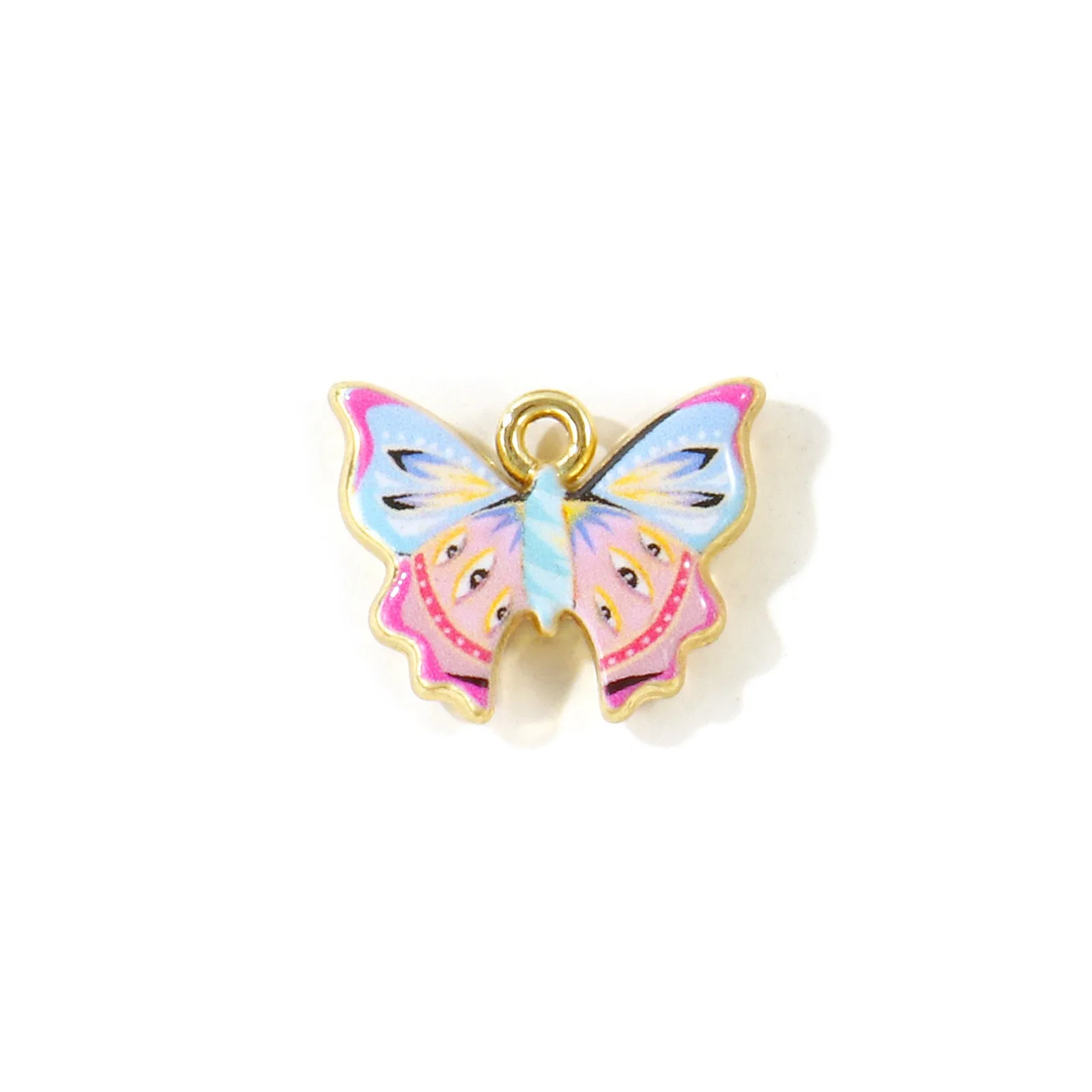 5 Stück mehrfarbige, doppelseitig bedruckte Anhänger aus Zinklegierung in Form von Schmetterlingen und Pilzen für Frauen, DIY-Halsketten-Schmuck-Geschenkzubehör – Detail 8