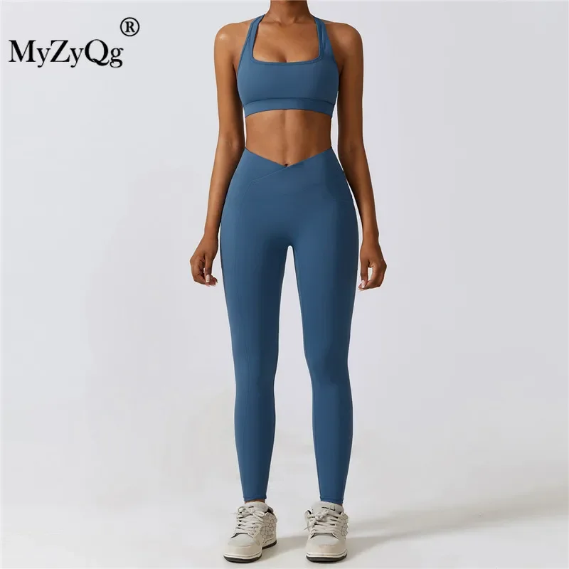 

MyZyQg Women Beauty Back Shockproof Two-piece Yoga Set High Strength Sports Running Fitness Gym Bra Legging Pant Suit