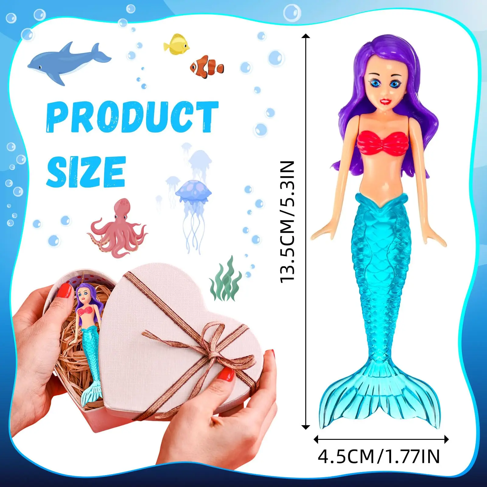 Brinquedos coloridos do mergulho da sereia para crianças, Jogos de piscina, brinquedos do banho para meninos e meninas, adolescentes e adultos, 4 pcs