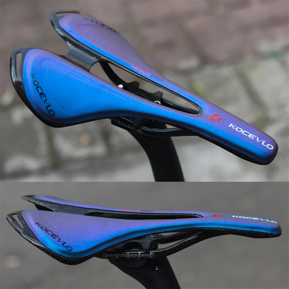 KOCEVLO Carbon Saddle T800 Carbonfiber+Leather Fiber Ultralight Road Bicycle MTB Bike Saddle Seat