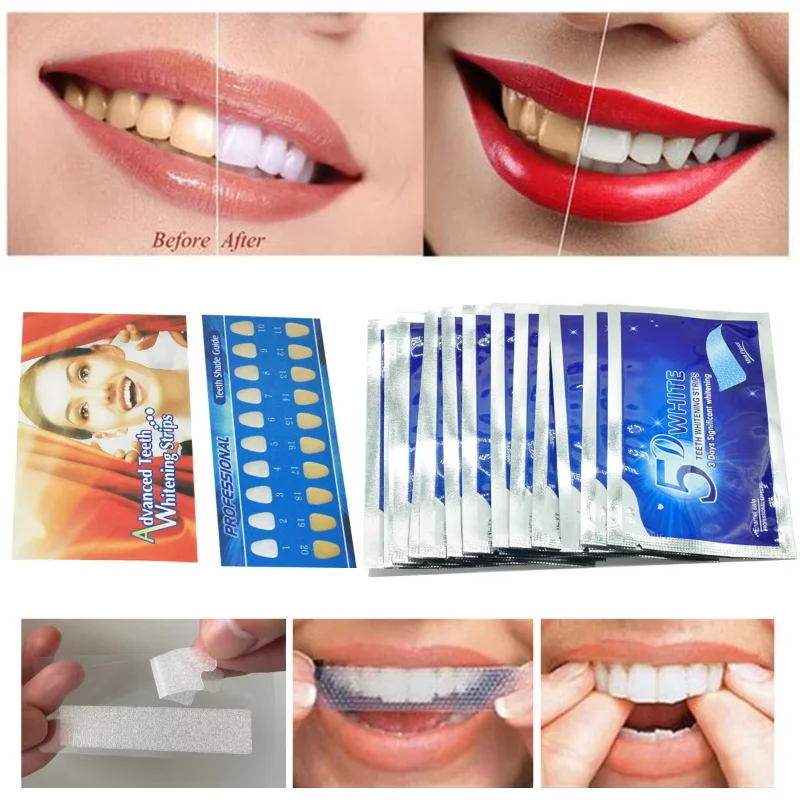7 Pairs 5D Gel Teeth Whitening Strips Oral Hygiene Care Strip False Teeth Veneers Dentist Seks Whiten Gel Dental Veneers
