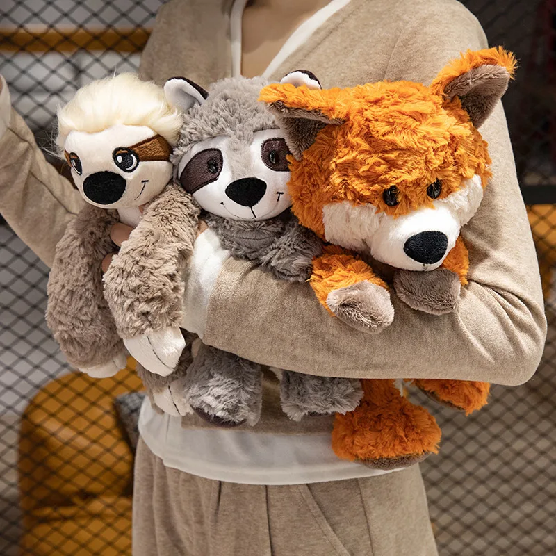 25–35 cm graues Waschbär-Plüschtier, schöner Faultier, Fuchs, niedliche weiche Kuscheltiere, Puppenkissen für Geburtstagsgeschenk, Valentinstag – Detail 16