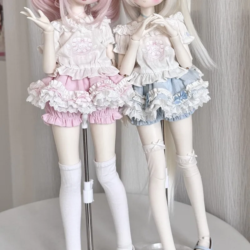 1/4 BJD Doll Clothes Sweet Bunny Ear Lace Off‑Shoulder Top and Skirt with Pumpkin Shorts Set Cute Lolita Outfit Doll Accessory - view 2