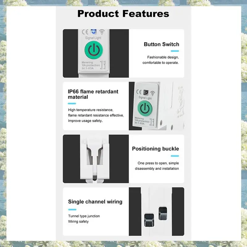 ใหม่-Wifi เบรกเกอร์อัจฉริยะป้องกันความร้อนเซอร์กิตเบรกเกอร์จับเวลาเสียงโทรศัพท์มือถือควบคุม 1-63A พร้อมมิเตอร์