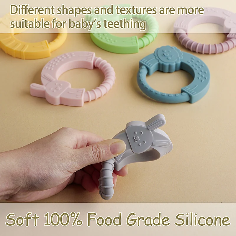 TYRY.HU 1PC New Cartoon Round Silicone massaggiagengive per bambino giocattolo per la dentizione BPA Free Beech Ring massaggiagengive per bambini