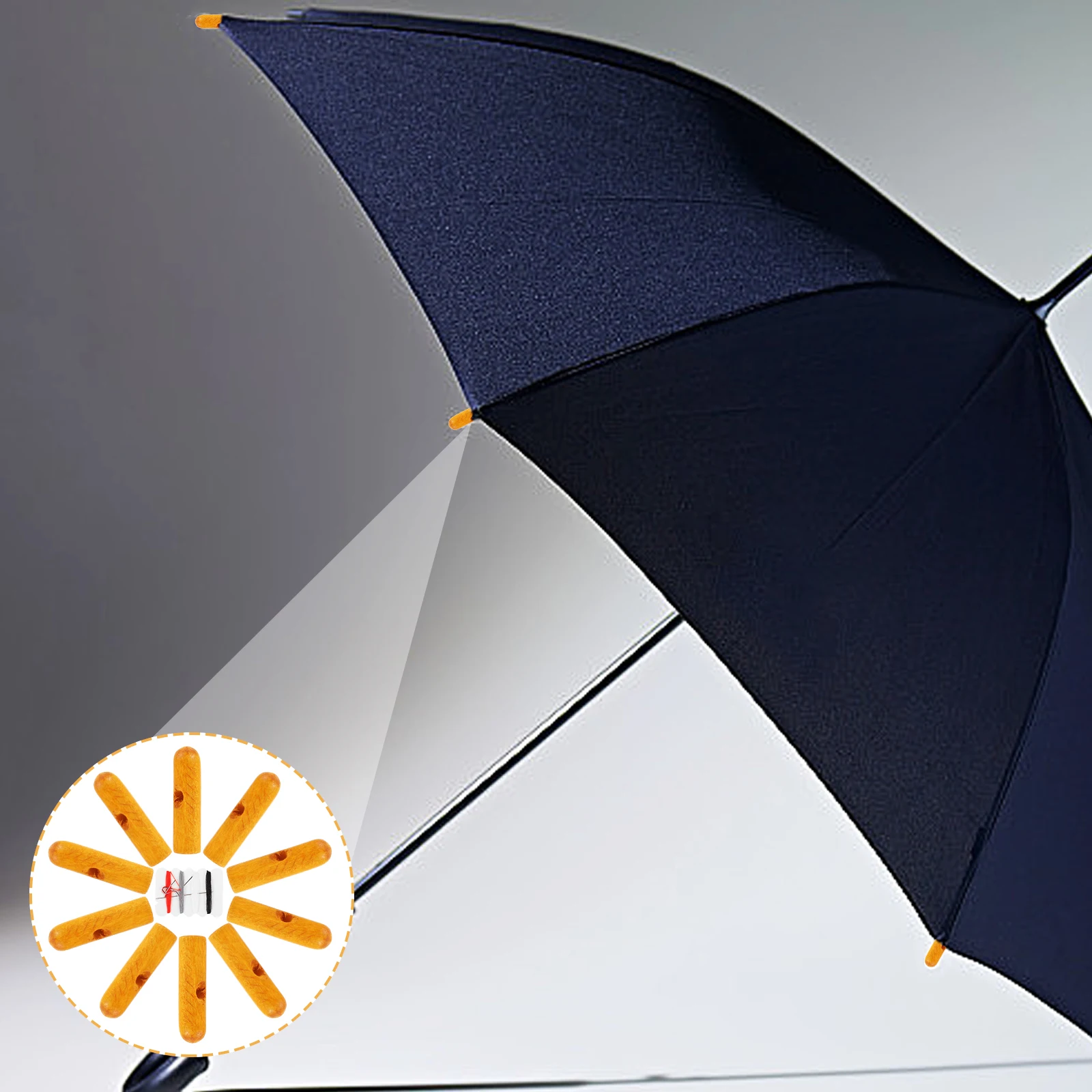 

10 Pcs Long Handle Umbrella Wood Tail Beads Foldable Wooden Parasol Spare Parts