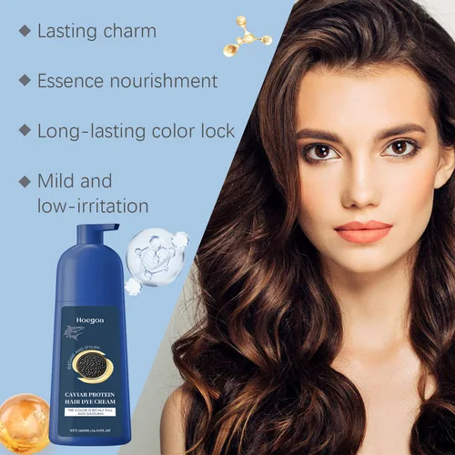 Imagen 2 del producto Crema para teñir proteínas de Caviar, nutritiva, de larga duración, marrón, negro, protección permanente contra daños, champú reparador para teñir el cabello gris