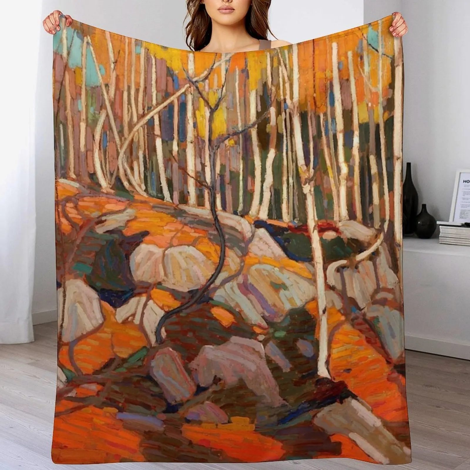 Tom Thomson - The Birch Grove, Autumn - 1915-16 Throw Blanket manga Baby valentine gift ideas Comforter Blankets