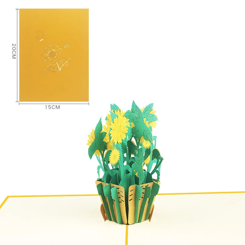 

*Custom with Logo Sweet Memory Sunflower Happy Teacher's Day Thank You Friend Invitation 3D Pop Up Greeting Card