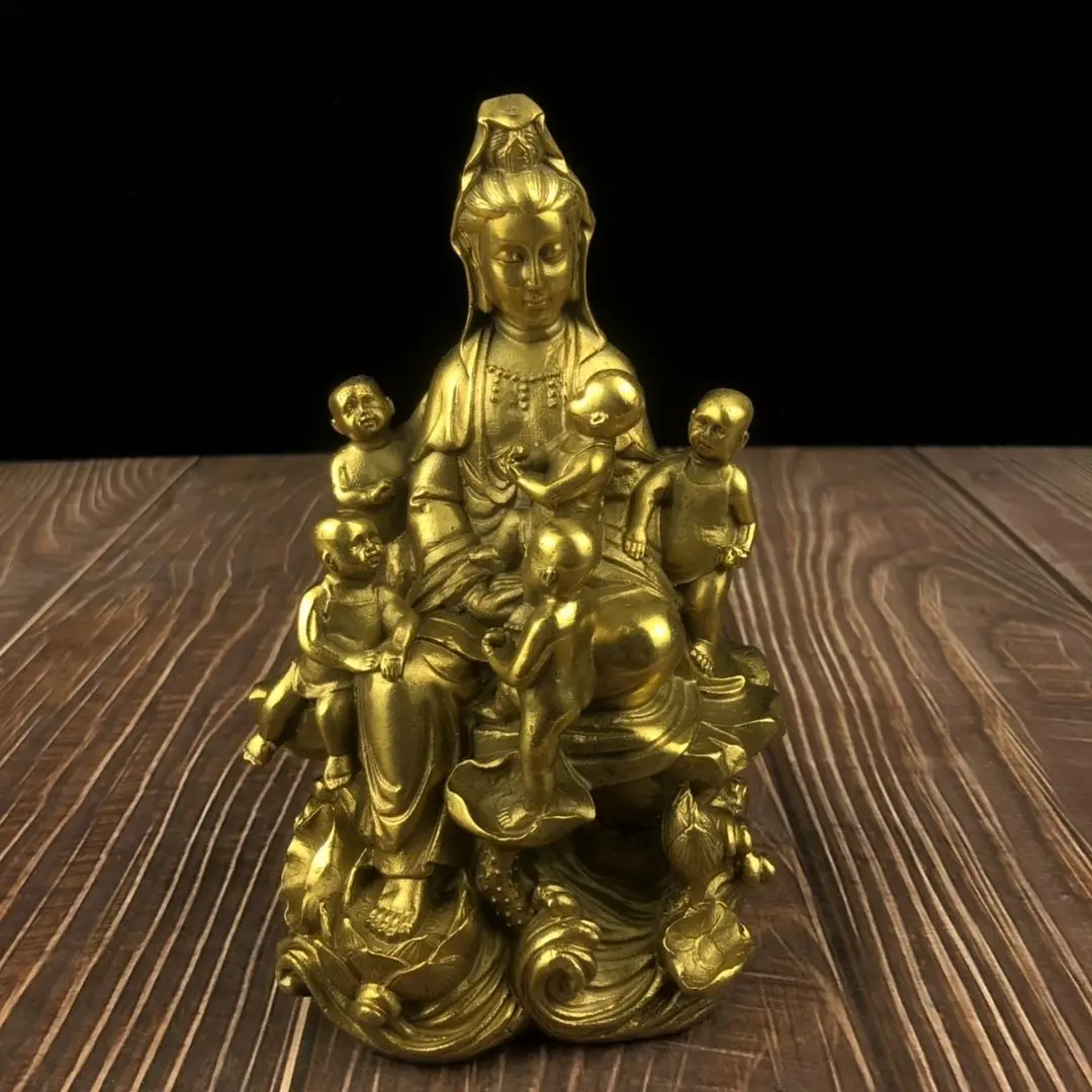 

Медная детская богиня Боддисаттвы, статуя Будды, скульптура Будды, офисный домашний декор, подарок для украшения стола