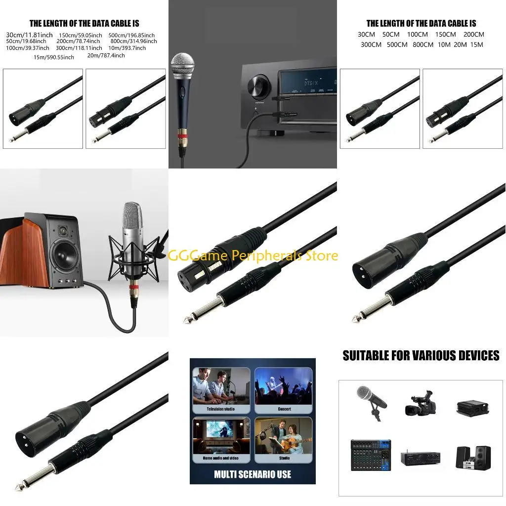 

U55B Versatility 6.35mm 1/4in to XLRR Male Cable for Various Audios Applications