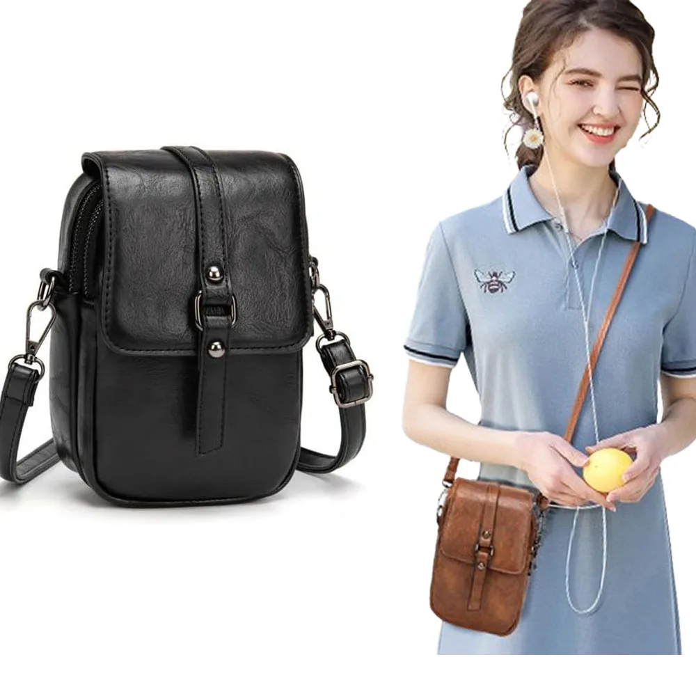 

Винтажная сумка через плечо для телефона для женщин, маленькая универсальная сумка из искусственной кожи на одно плечо, повседневный легкий кошелек