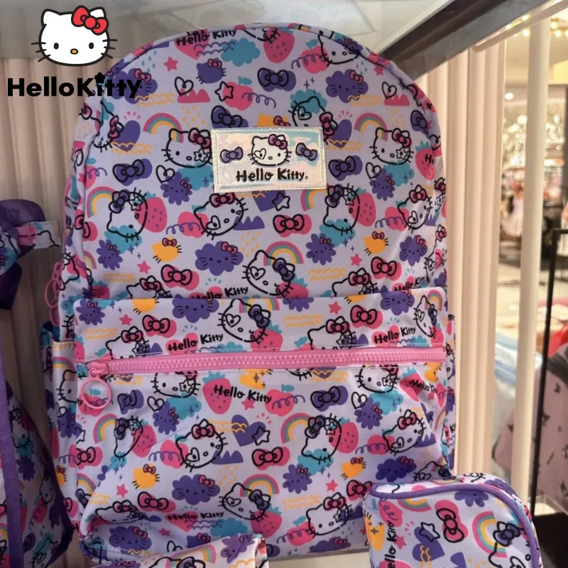 Sanrio Hello Kitty nowa słodka fajna fioletowa ograniczona torba na ramię urocza estetyczna tornister studencki Y2k damskie modne plecaki