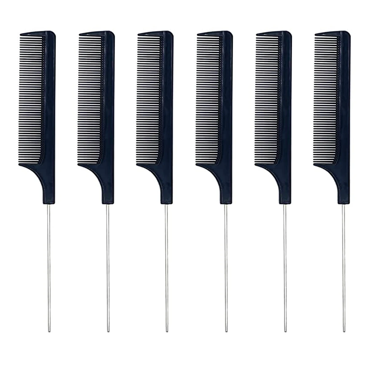 6 قطعة مشط ذيل مدبب من الفولاذ مشط إبرة للشعر المجعد مع أسنان كثيفة أداة تصفيف الشعر الاحترافية للمنزل وصالون #1