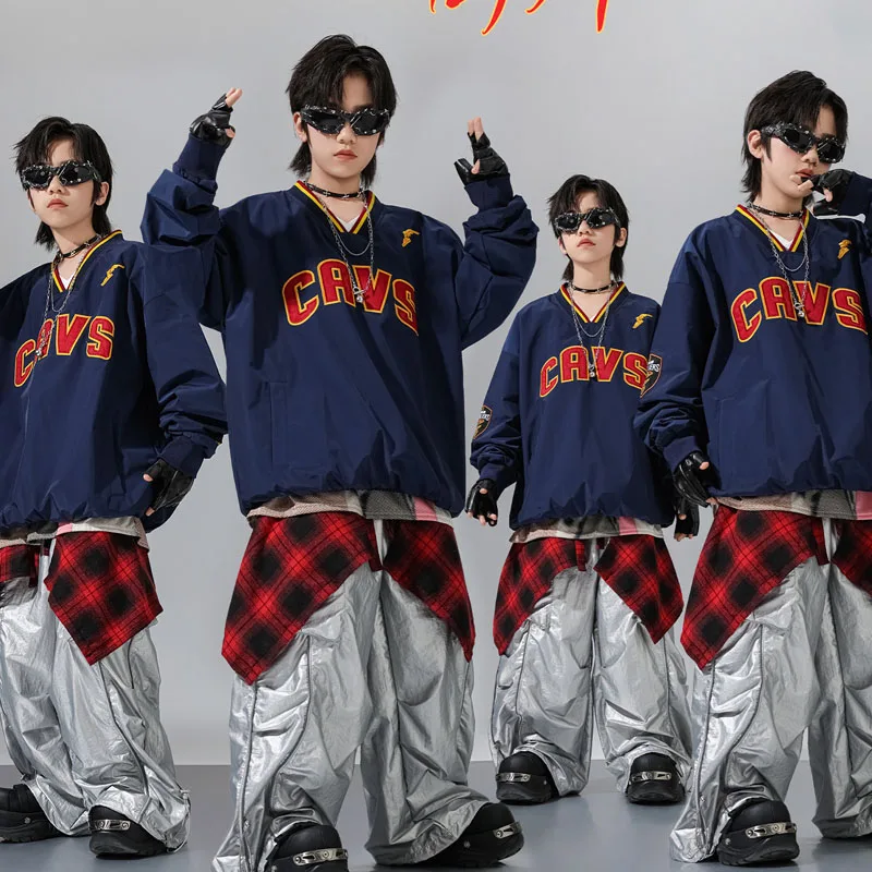 

Одежда K-pop для девочек, крутые блестящие брюки-карго для уличных танцев, комплекты одежды в стиле хип-хоп для мальчиков, детские джазовые костюмы в стиле хип-хоп, детская уличная одежда