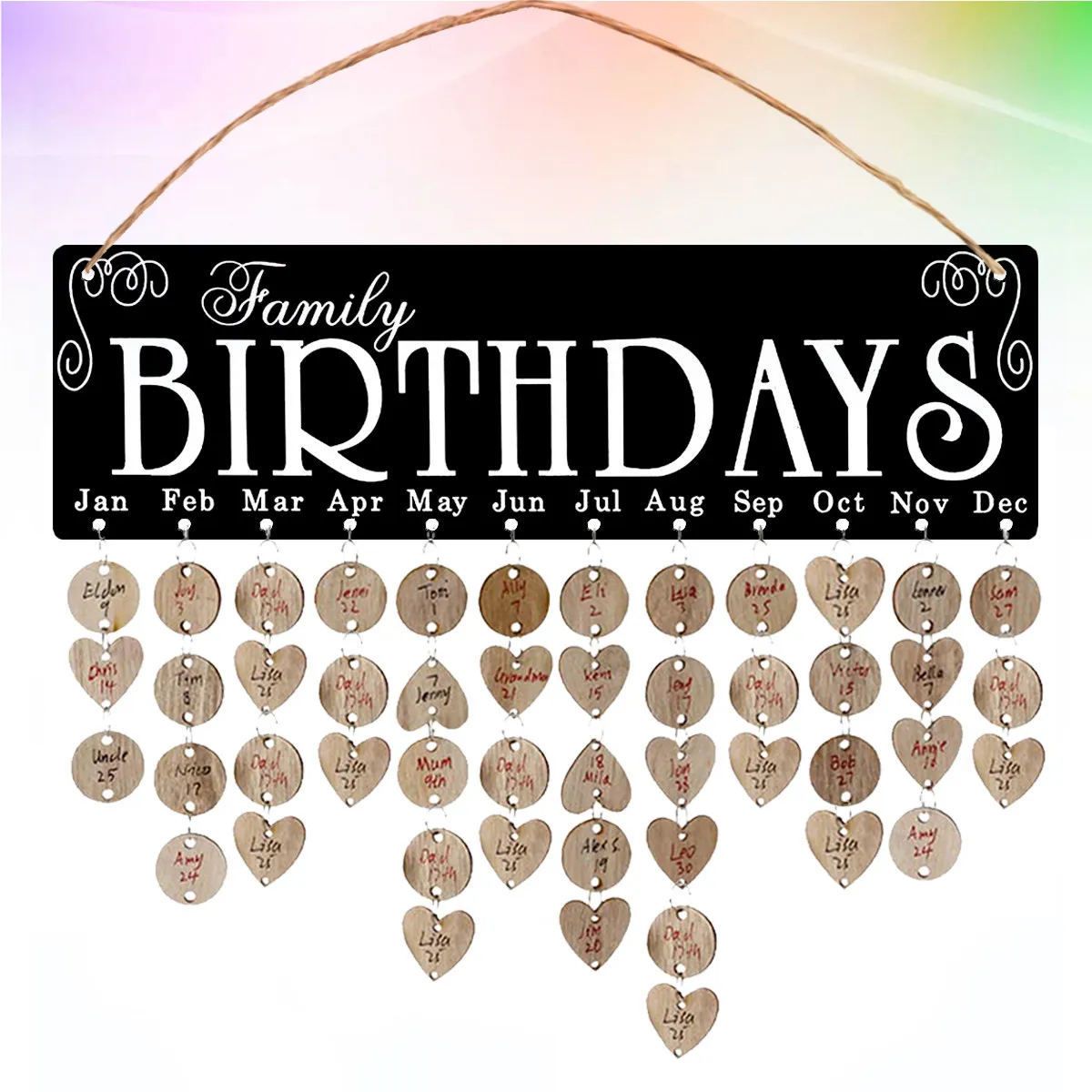 

DIY Wooden Hanging Calendar Planner Board with Heart Round Discs Write Friends Family Names Dates Home Decor Gift for Birthday