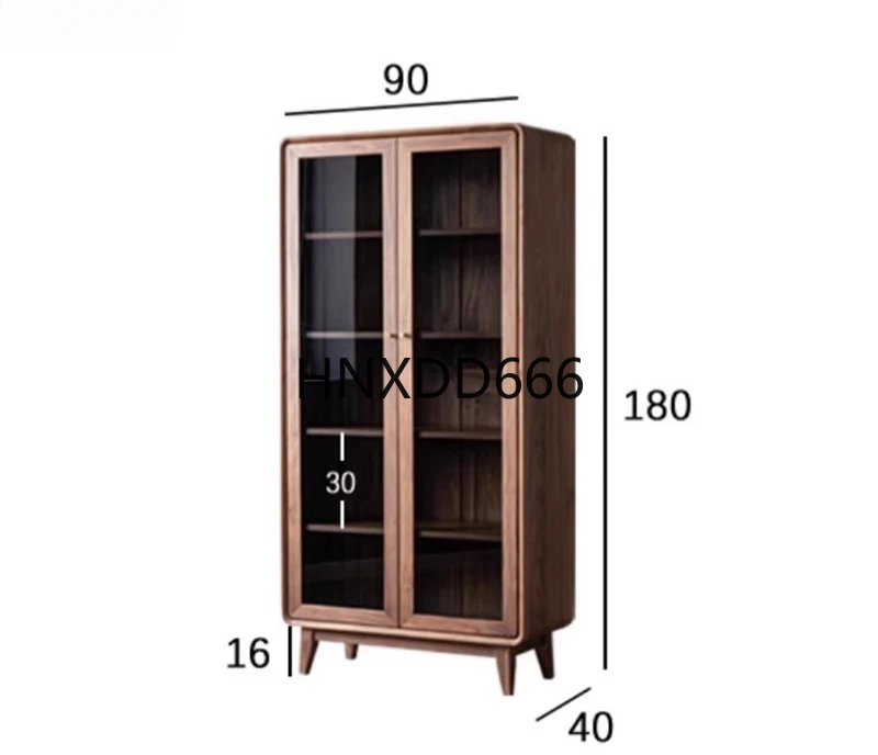 North American black walnut bookcase glass door bookshelf