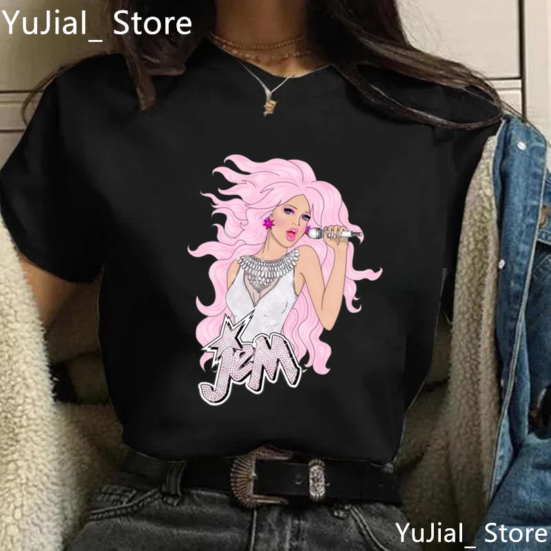 Camiseta Retro de los años 80 Jem Jem y los hologramas para mujer, camisetas de moda de verano, camiseta Harajuku