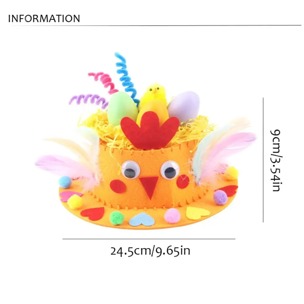 부활절 토끼 어린이 수제 장식 부활절 모자, 페인트 달걀 껍질 부활절 토끼 예술 모자 선물, 부직포 원단 부활절 달걀 모자