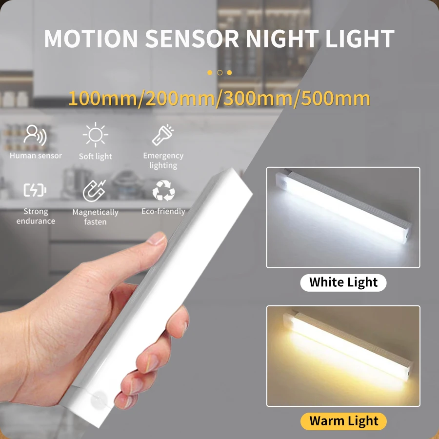 Smart Motion Sensor Night Light Wireless Rechargeable Led Night Lights Kitchen Cabinet Closet Bedroom Night Lamp Room Decoration