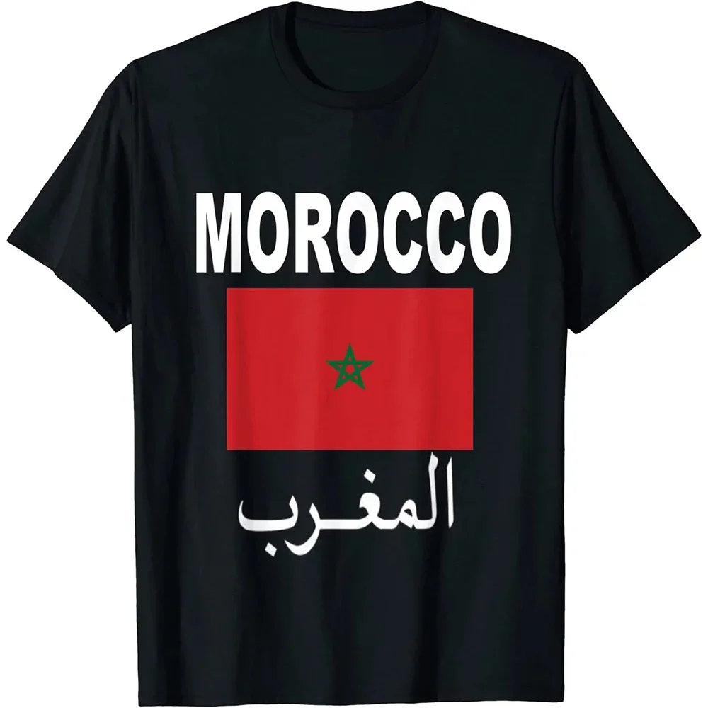 

T Shirts Fashion Crew Neck Men Short-Sleeve Morocco Soccers Flag Shirt Moroccan Flag Jersey Flag Footballer Tee Shirts S-4XL