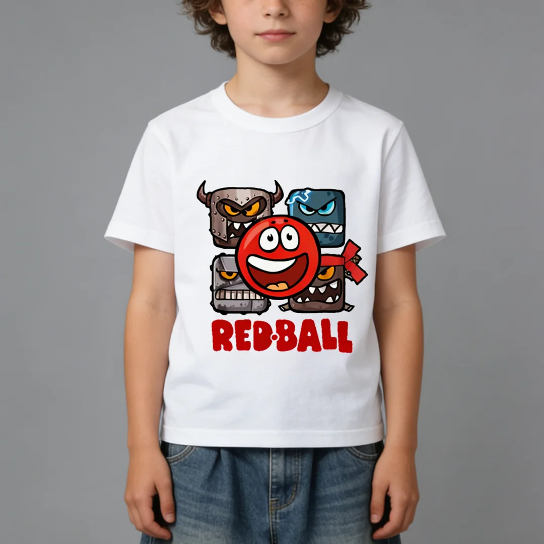 Red Ball 4 Print Cartoon Game Funny Kids Summer Casual Tops Men Women Adults Children Boy Gril Kids Parent Child Cotton T shirt