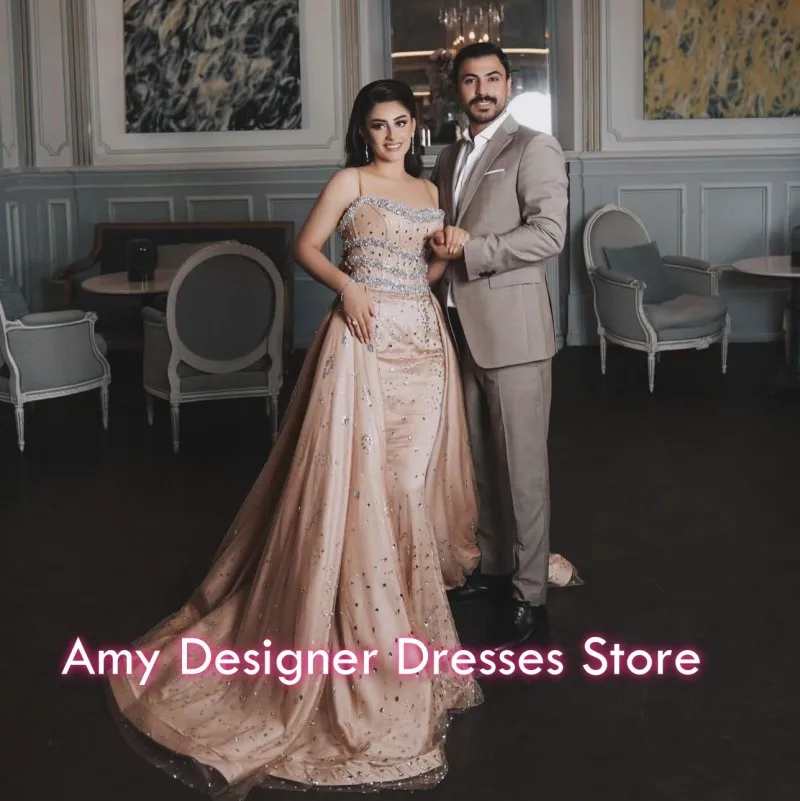 Generous Strapless Prom Dresses Mermaid 2026 Beaded Crystals Spaghetti Strap Party Dress Ruffles Women Evening Gowns Customized