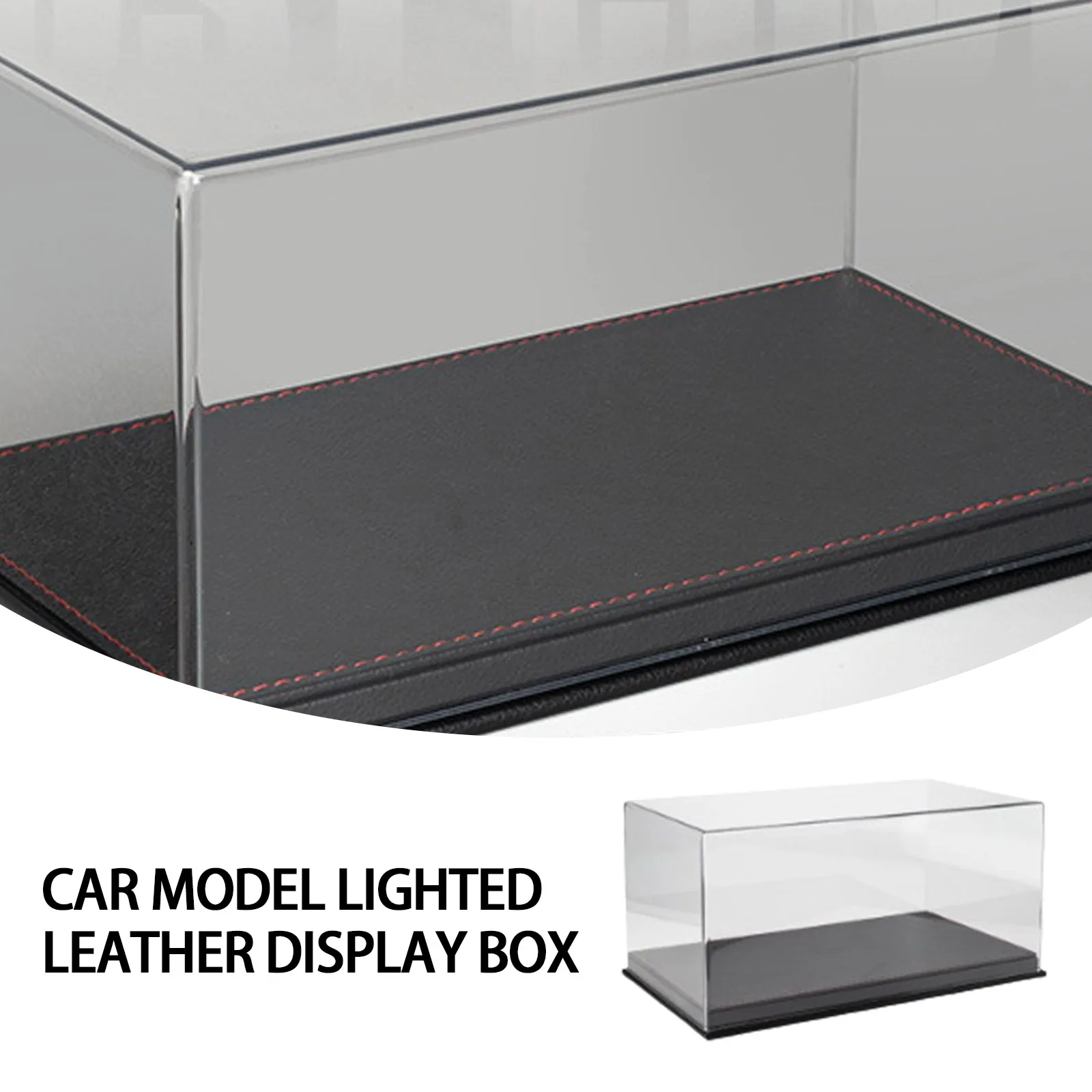1:18 High Transparency Dust Cover - Leather Base Display Case for 1:24 Car Models with LED Lighting Parking Lot Scene