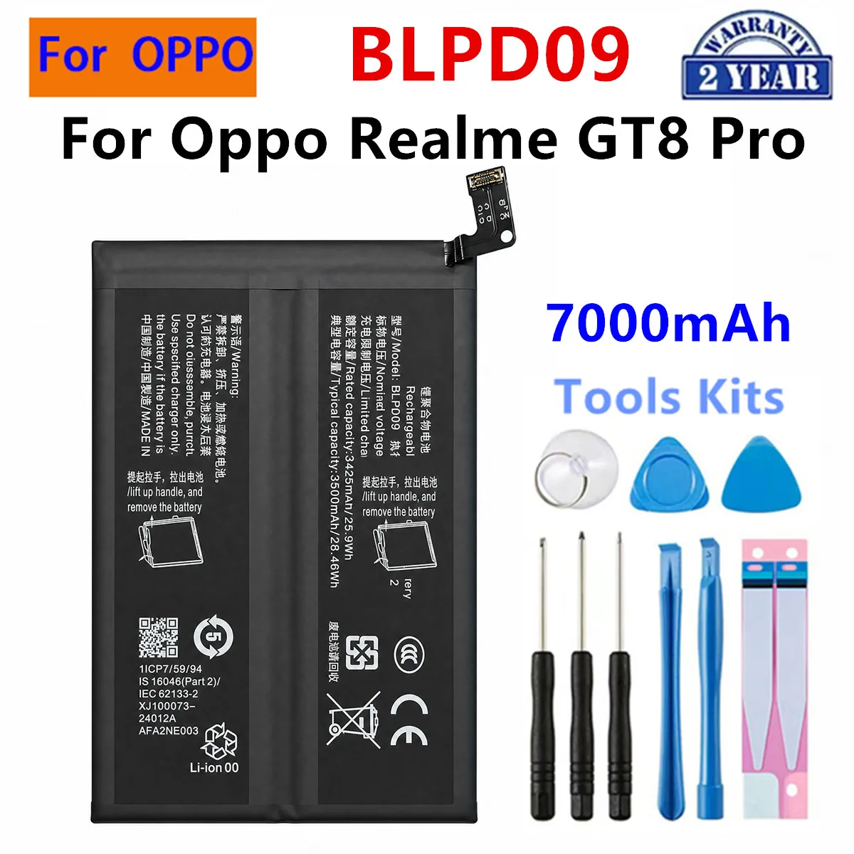 Brand New BLPD09 7000mAh Battery For OPPO OnePlus Realme GT8 Pro Latest Production Phone Batteries+Tools