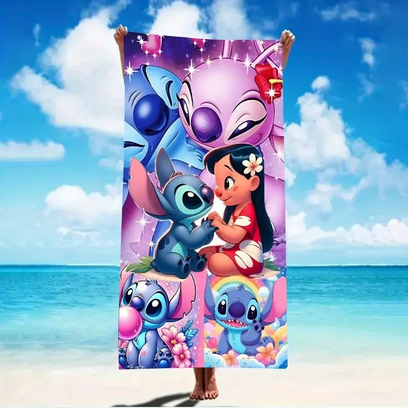 ¡Toalla de playa temática Lilo & Stitch: colorida y divertida para el verano! Adecuado para toallas, toallas de baño, toallas de playa, regalos.