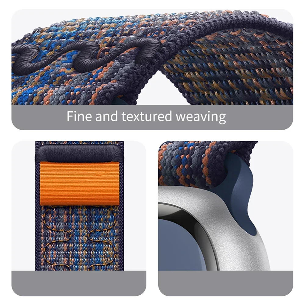 สายไนลอนสำหรับสายคาด Apple Watch 40มม. 44มม. 49มม. 45มม. 41มม. 38มม. 42มม. 44มม. สร้อยข้อมือสำหรับ iWatch Series 9 8 7 6 5 4 3 ULTRA 2 BAND