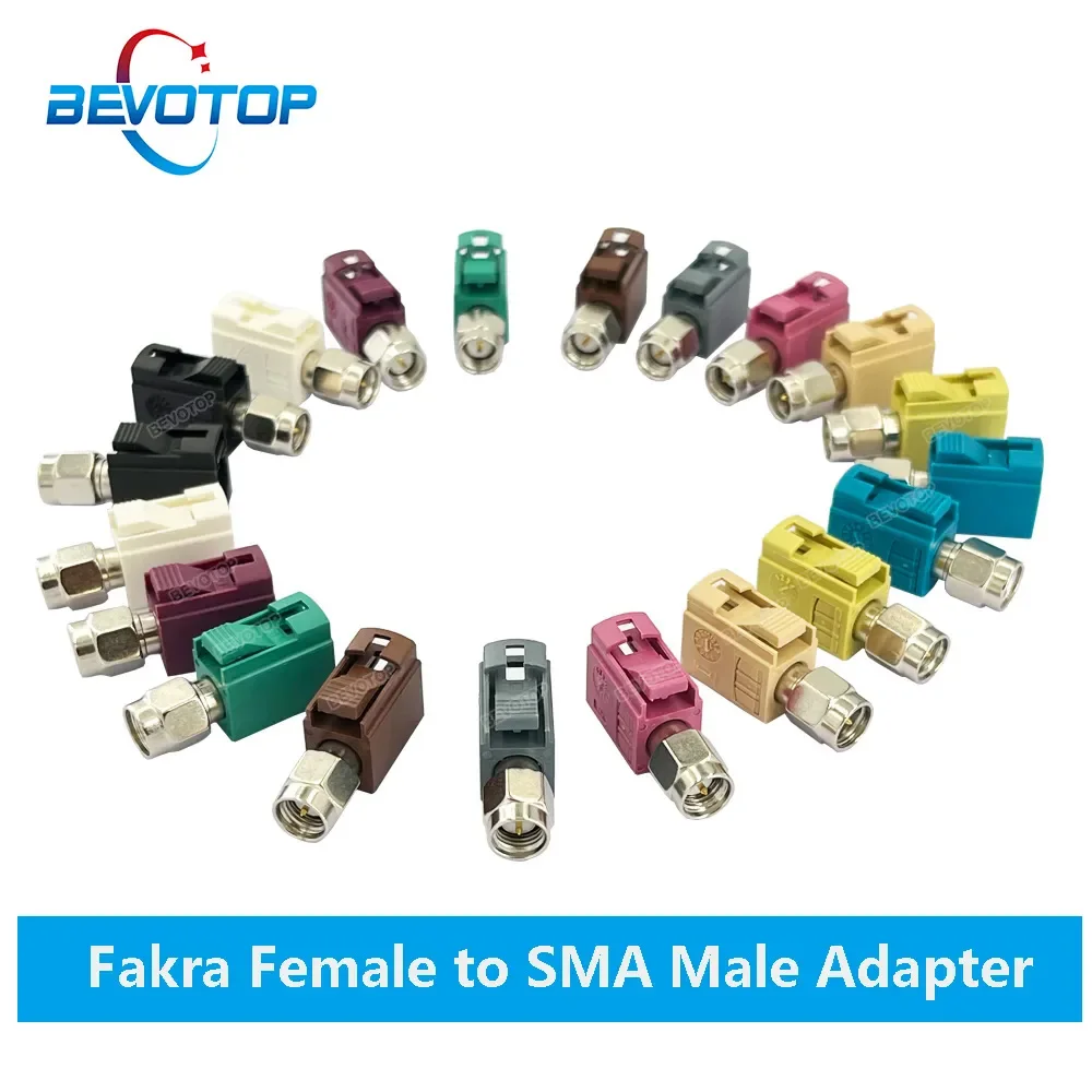 2PCS/LOT Fakra to SMA Adapter SMA Male to Fakra Female Code A/B/C/D/E/F/G/H/I/K/Z Jack High Quality BEVOTOP